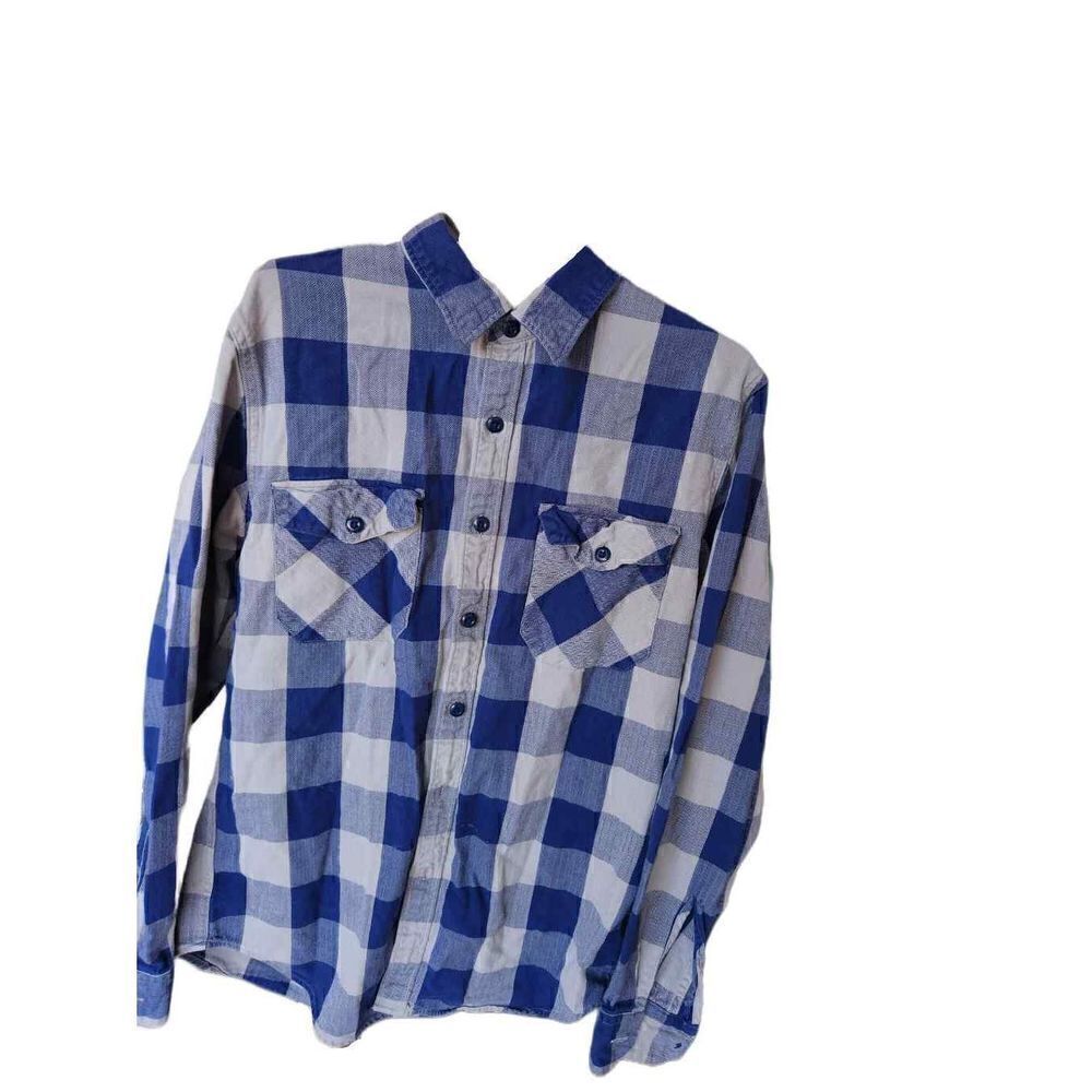 J.Crew NY sportsmen outfitter men's M blue plaid button up long sleeve collared